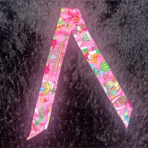 VINTAGE 100% Silk HERMES TWILLY RIBBON IN PINK HOT AIR BALLOON PATTERN (NEW)